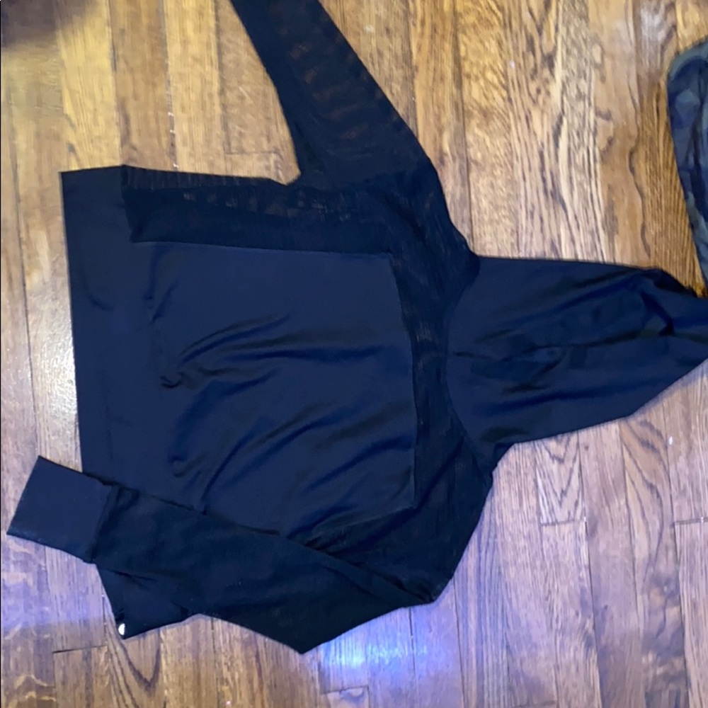 black mesh cropped hoodie